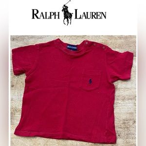 Vintage Polo by‎ Ralph Lauren Infant XL (18-24mo) Red Cotton Pocket Tee